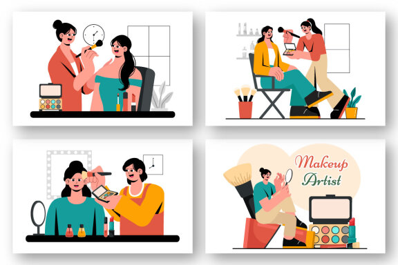 9 Professional Makeup Artist Illustration