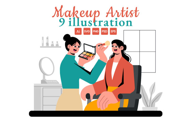 9 Professional Makeup Artist Illustration