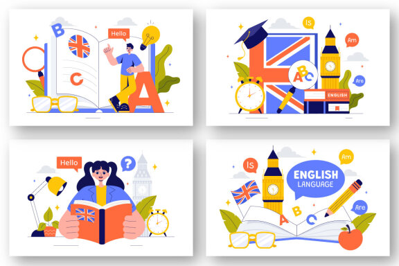 12 English Language Learning Illustration