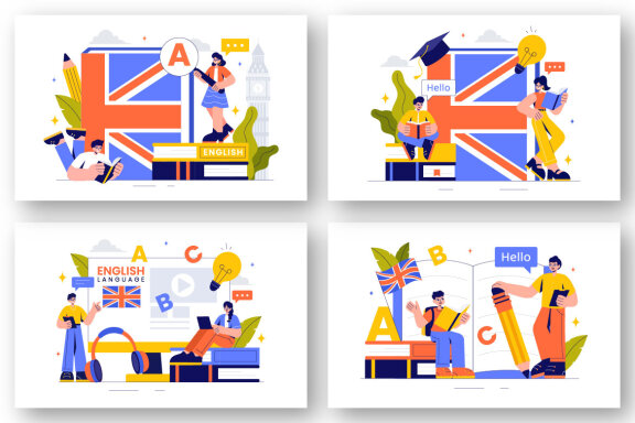 12 English Language Learning Illustration