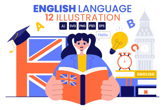 12 English Language Learning Illustration