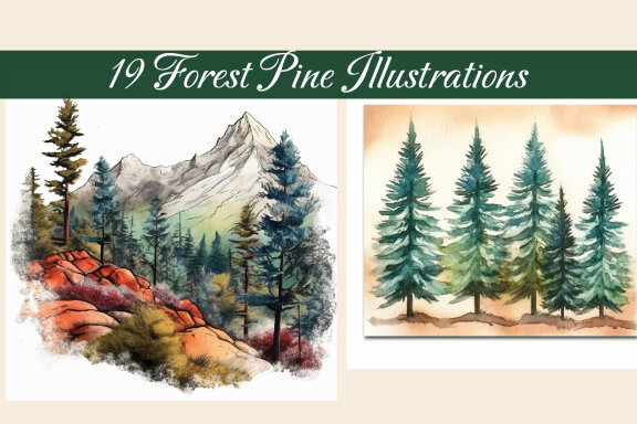 Forest Pine Painted Illustration