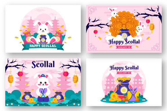 11 Year of the Rabbit Seollal Illustration