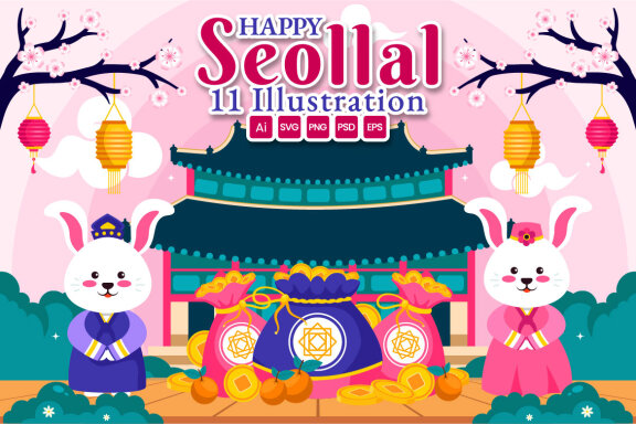 11 Year of the Rabbit Seollal Illustration