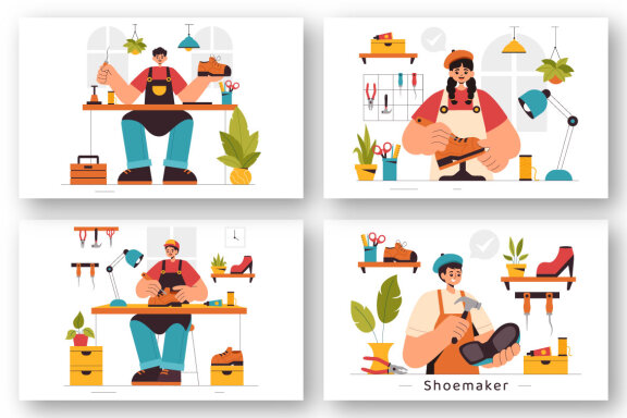 9 Shoemaker Profession Illustration