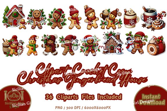36 Clipart - Cozy Christmas Gingerbread House Collection Vol.4 