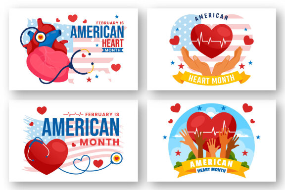 12 February is American Heart Month Illustration