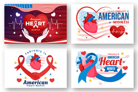 12 February is American Heart Month Illustration