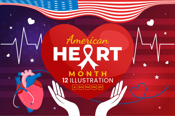 12 February is American Heart Month Illustration