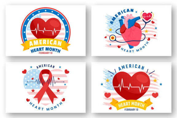 12 February is American Heart Month Illustration