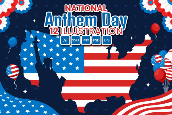 12 National Anthem Day Illustration