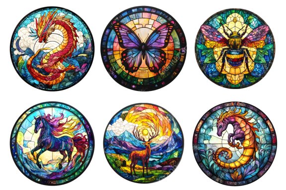 Animals Stained Glass Sublimation Bundle