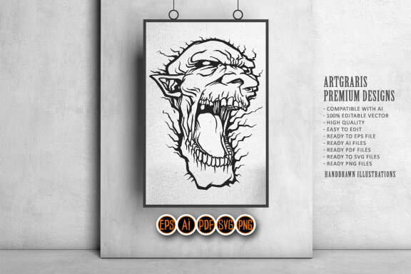 Silhouette Head zombie Monster