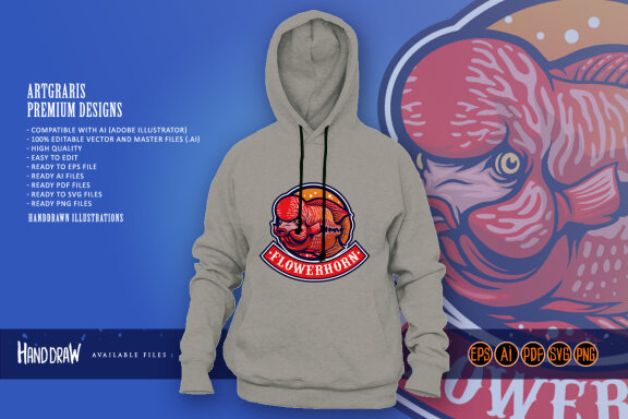 Flowerhorn fish esport logo mascot