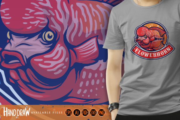 Flowerhorn fish esport logo mascot