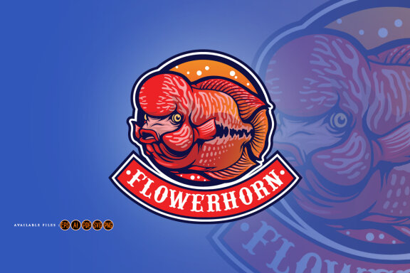 Flowerhorn fish esport logo mascot