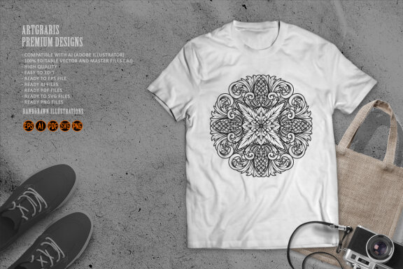 Pineapple Mandala Summer Swirl Silhouette SVG
