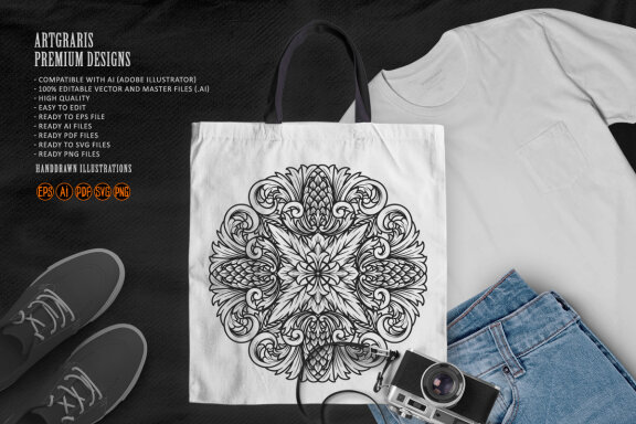 Pineapple Mandala Summer Swirl Silhouette SVG