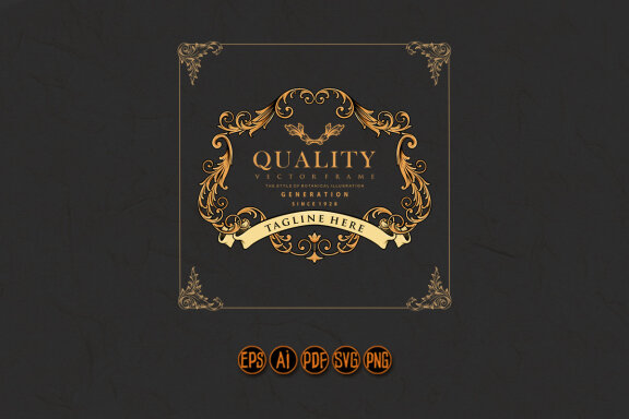 Luxury frame vintage best ornament with gold ribbon