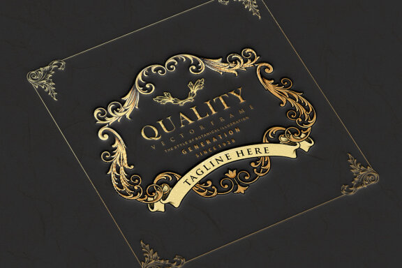 Luxury frame vintage best ornament with gold ribbon