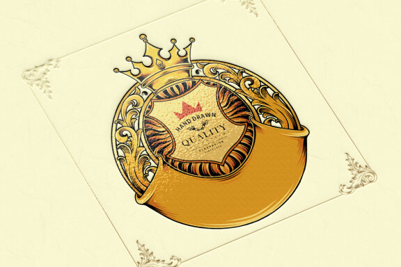 Luxury crown badge flourish gold Ornaments