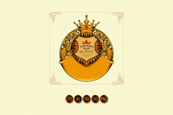 Luxury crown badge flourish gold Ornaments