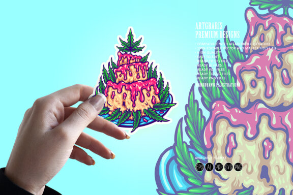 Stoner Birthday Cake with Cannabis Weed Leaf