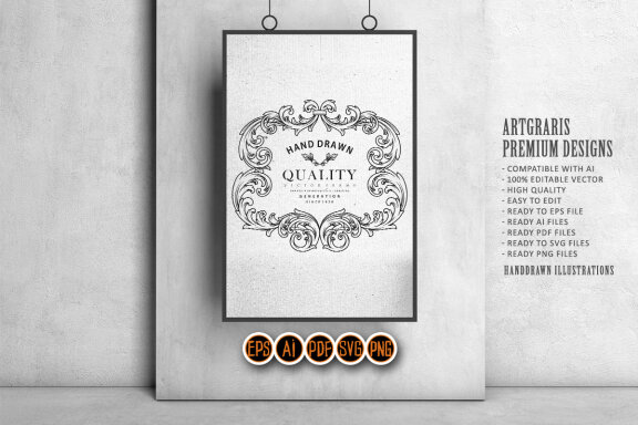 Luxury frame vintage flourish Silhouette