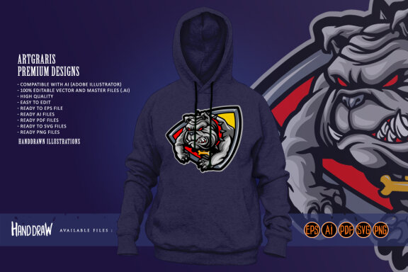 Angry bulldog logo mascot colorful