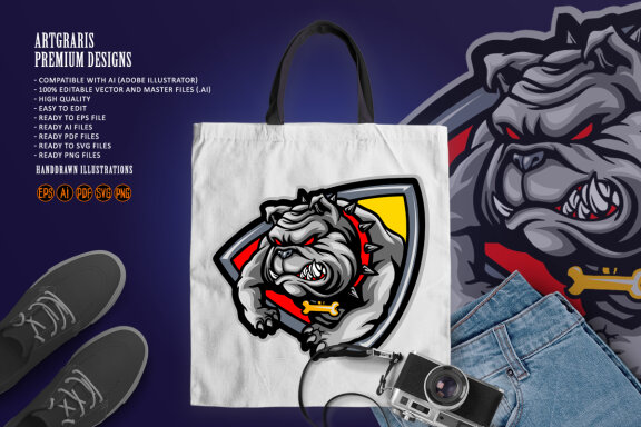 Angry bulldog logo mascot colorful