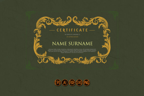 Certificate Calligraphic Ellegant Borders Ornate Frame