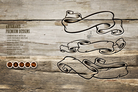 Silhouette Vintage ribbon banner label