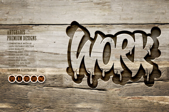 Silhouette Work gravity word text