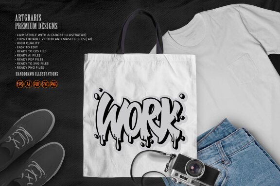 Silhouette Work gravity word text