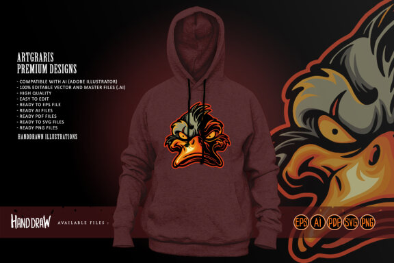 Angry bad duck face mascot cartoon