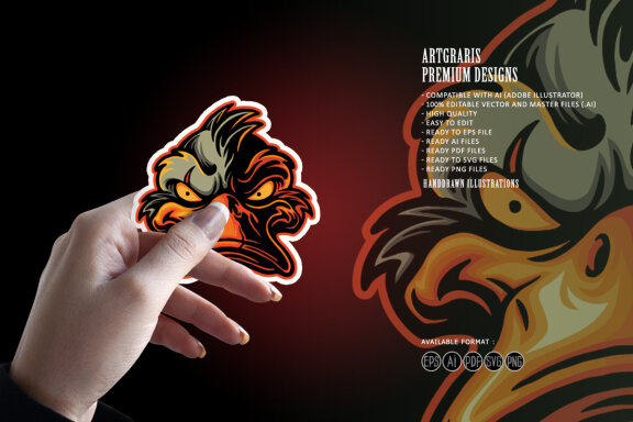 Angry bad duck face mascot cartoon