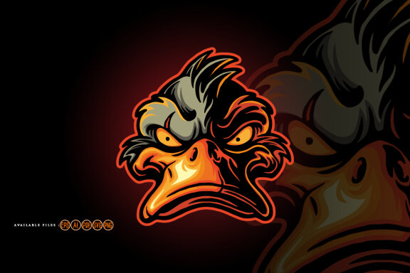 Angry bad duck face mascot cartoon