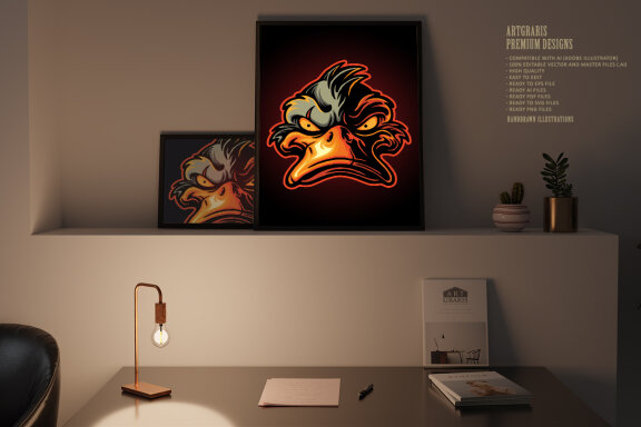 Angry bad duck face mascot cartoon