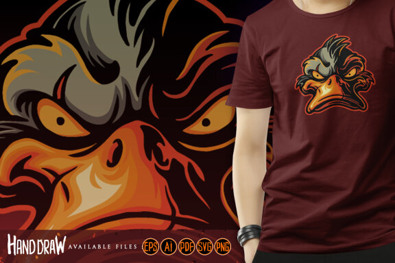 Angry bad duck face mascot cartoon