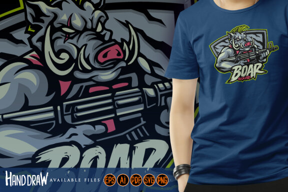 Angry Wild Boar Army Soldier with Shoot