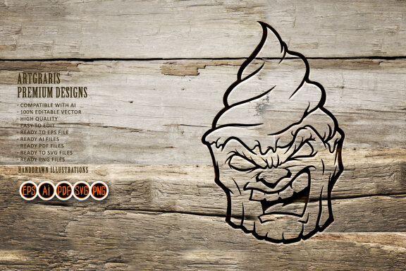 Silhouette Scary ice cream zombie