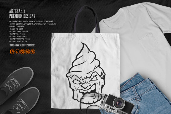 Silhouette Scary ice cream zombie