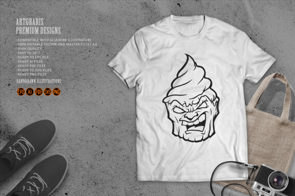 Silhouette Scary ice cream zombie