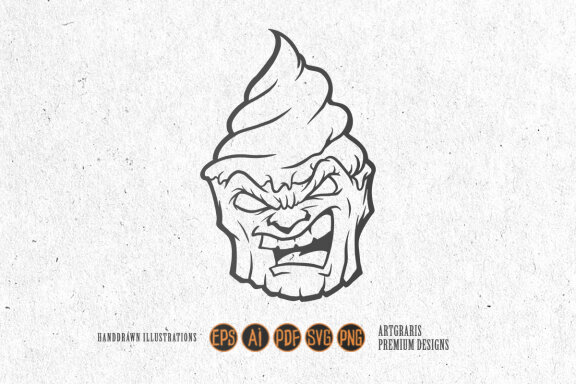 Silhouette Scary ice cream zombie