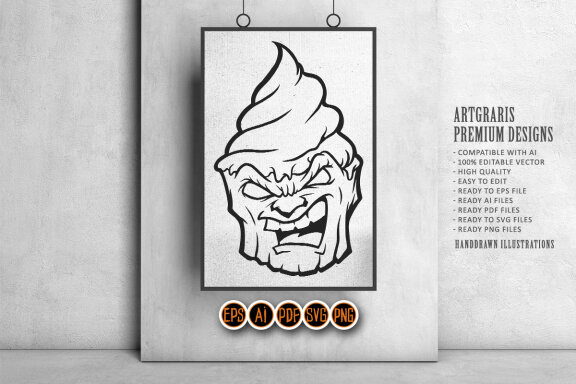 Silhouette Scary ice cream zombie