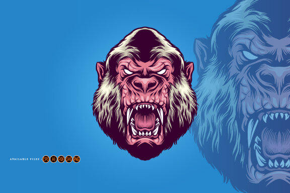 Scary angry albino gorilla head Mascot