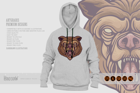Angry bear head logo mascots