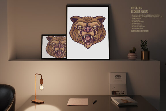 Angry bear head logo mascots