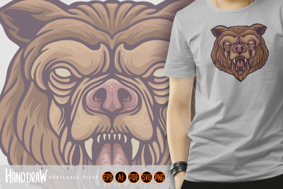Angry bear head logo mascots