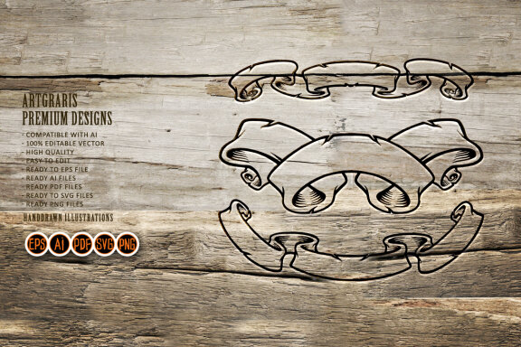 Classic banner Set ribbon label vintage SVG